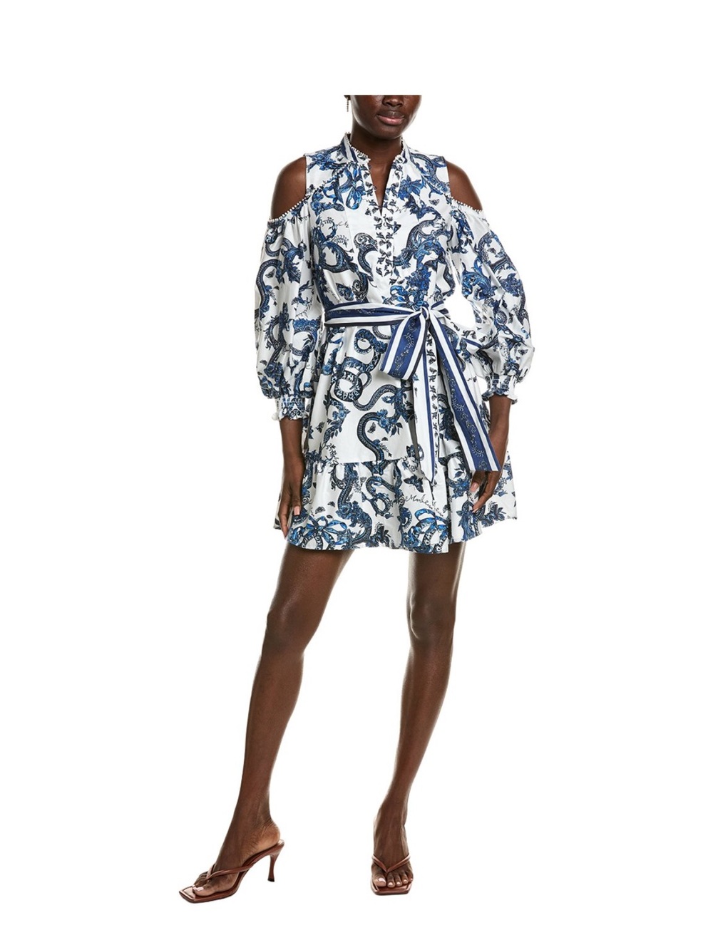 Marchesa White with Navy floral-Print